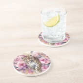 ヒマワリと豹の子 & ローズ ストーンウェア コースター (側面)