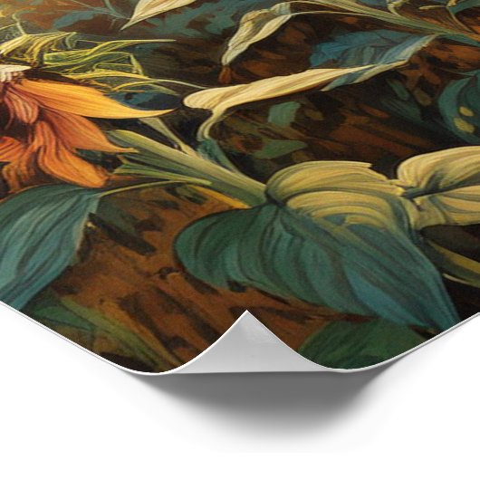 ヒマワリと赤い納屋 ポスター (角)