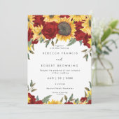 ヒマワリと赤バラ結婚式招待状 招待状 (スタンド正面)