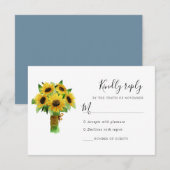 ヒマワリと赤面結婚ブルーの反応カード 出欠カード (正面/裏面)