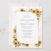 ヒマワリと金ゴールド結婚枠 招待状 (正面)