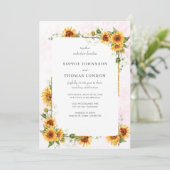 ヒマワリと金ゴールド結婚枠 招待状 (スタンド正面)