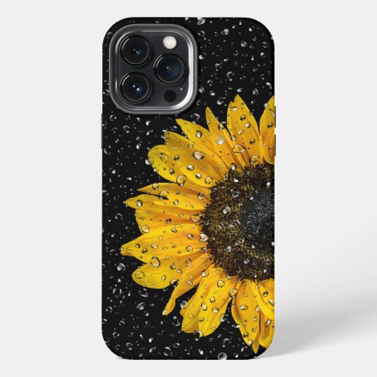 ヒマワリと雨粒 iPhoneケース (裏面)