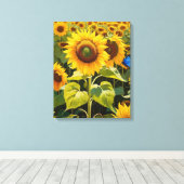 ヒマワリと青い蝶 キャンバスプリント (インサイチュ (ウッドフロア))