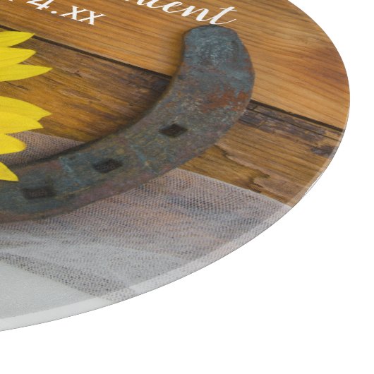 ヒマワリと馬蹄地方結婚西部 カッティングボード (角)