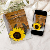 ヒマワリと馬蹄地方結婚西部 招待状