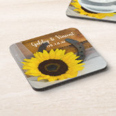 ヒマワリと馬蹄西結婚の コースター (左側)