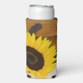 ヒマワリと馬蹄西結婚式の引き出物 スリム缶クーラー (Seltzer正面)