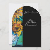 ヒマワリと黒猫のブルーティール(緑がかった色)夏パーティー 招待状 (裏面)