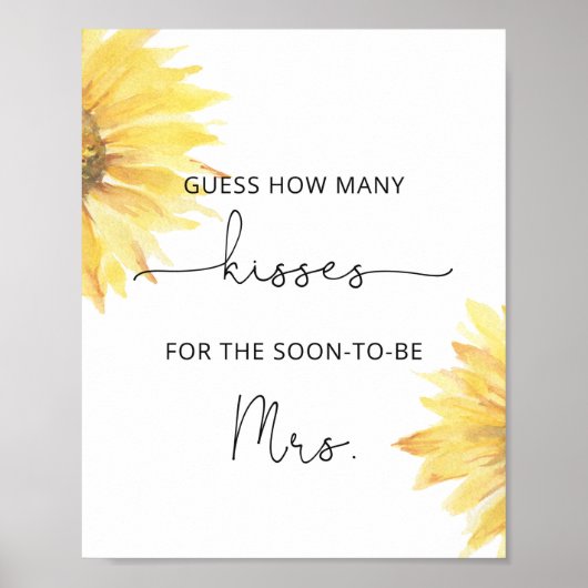ヒマワリどのよう多くのキスブライダルシャワーゲーム ポスター (正面)