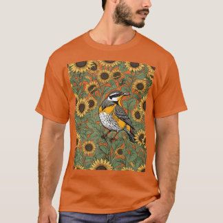 ヒマワリに囲まれたニシアメリカムシクイ Tシャツ