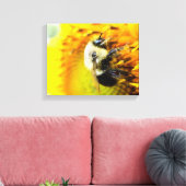 ヒマワリに蜂の明るいキャンバスのプリント キャンバスプリント (インサイチュ (リビング))