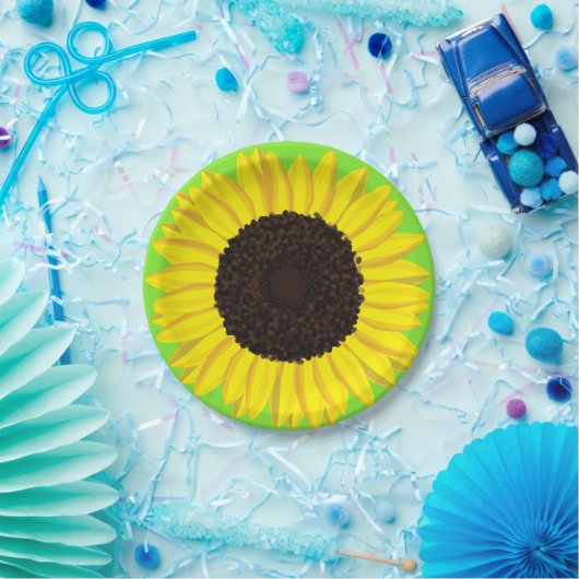 ヒマワリのかわいい第1誕生日のプレート ペーパープレート (パーティー)