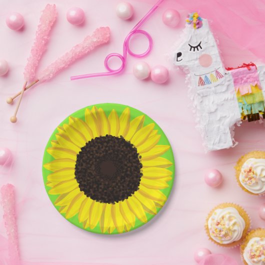 ヒマワリのかわいい第1誕生日のプレート ペーパープレート (パーティー)