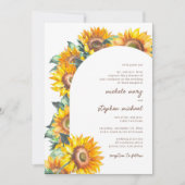 ヒマワリのアーチ　ボタニカル　ホワイト　サマー　フォール　ウェディング 招待状 (正面)