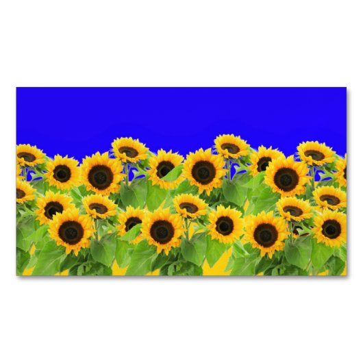 ヒマワリのウクライナ国旗の色サポートウクライナ マグネット名刺 (正面)