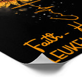 ヒマワリのオレンジリボンクリスチャン白血病アワレネ ポスター (角)