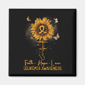 ヒマワリのオレンジリボンクリスチャン白血病アワレネ マグネット (正面)