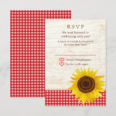 ヒマワリのオーク樹皮ラスティックカントリーウェディング 出欠カード (正面/裏面)