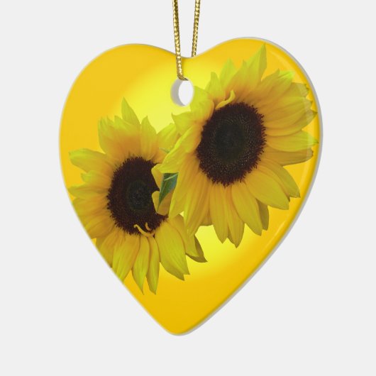 ヒマワリのオーナメントのパーソナライズなヒマワリのギフト セラミックオーナメント (左)