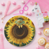 ヒマワリのカエル ペーパープレート (パーティー)