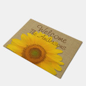 ヒマワリのカスタムな国のバーラップ ドアマット (アングル)