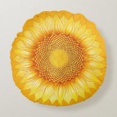 ヒマワリのカラフルで輝くな花の曼荼羅の枕 ラウンドクッション (正面)