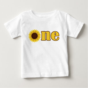 ヒマワリのカンザスの最初誕生日1のチュチュのボディスーツ ベビーTシャツ