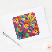 ヒマワリのキルトのステッカー スクエアシール (封筒)