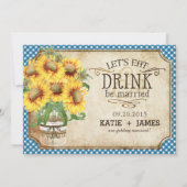 ヒマワリのギンガムの国のピクニックブライダルシャワー 招待状 (裏面)