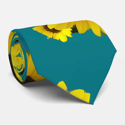 ヒマワリのクラスタ写真タイル張りティール(緑がかった色) ネクタイ (ロール)