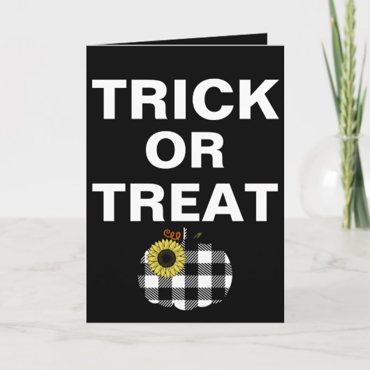 ヒマワリのグリーティングカード付きバッファロープレイドカボチャ カード (正面)