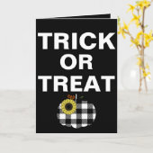 ヒマワリのグリーティングカード付きバッファロープレイドカボチャ カード (黄色い花)