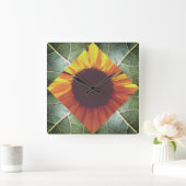 ヒマワリのコラージュの柱時計 スクエア壁時計 (ホーム)