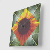 ヒマワリのコラージュの柱時計 スクエア壁時計 (傾斜)