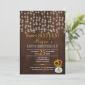 ヒマワリのシックな素朴なsweet sixteen 招待状 (スタンド正面)
