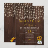 ヒマワリのシックな素朴なsweet sixteen 招待状 (正面/裏面)