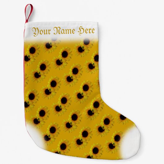 ヒマワリのストッキングの金ゴールドのクリスマスのストッキングのカスタム スモールクリスマスストッキング (正面)