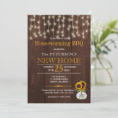 ヒマワリのストリングライト秋の引っ越し祝いパーティーbbq 招待状 (スタンド正面)