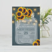 ヒマワリのストリングライトjar引っ越し祝いパーティーbbq 招待状 (スタンド正面)