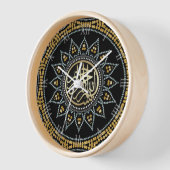 ヒマワリのスパークルビスミッラのアラビア書道 壁時計 (傾斜)