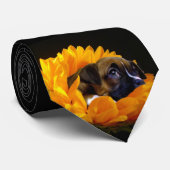 ヒマワリのタイのボクサーの子犬 ネクタイ (ロール)