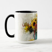 ヒマワリのテーブルのコーヒー・マグ マグカップ (左)