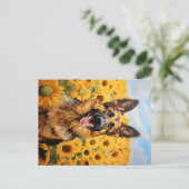 ヒマワリのドイツの羊飼い犬 ポストカード (スタンド正面)