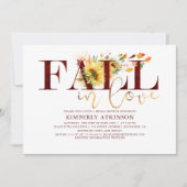 ヒマワリのバーガンディの上品のブライダルシャワーは恋に落ちます 招待状 (正面)