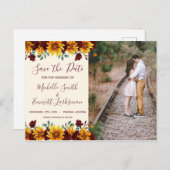 ヒマワリのバーガンディの素朴な国の保存日付 案内ポストカード (正面/裏面)