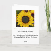 ヒマワリのバースデー・カード カード (裏面)