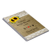 ヒマワリのバーラップのレースのブライダルシャワーの来客名簿| ノートブック (右側)