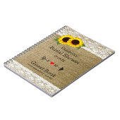 ヒマワリのバーラップのレースのブライダルシャワーの来客名簿| ノートブック (左側)