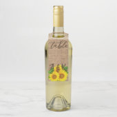 ヒマワリのバーラップの一見の素朴な結婚式のテーブル数 ボトルネックタグ (ボトル)